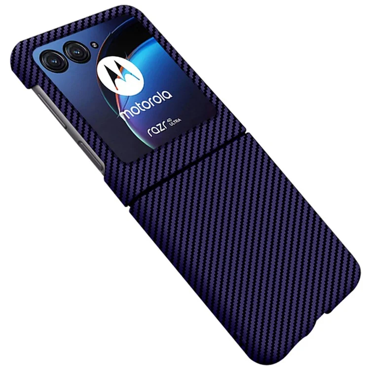 Para Motorola Razr 50 5G Case Aramid Fiber+PC Carbon Fiber Texture Phone Cover - Roxo