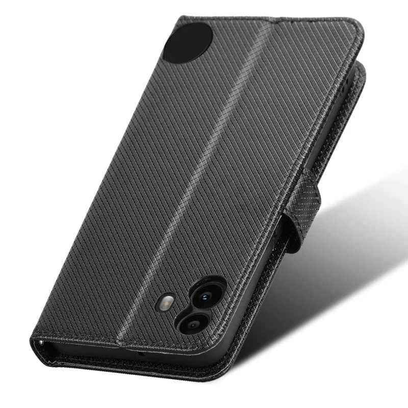 For Nothing CMF Phone 1 Case PU Leder Diamanttextur Stoßfeste Handyhülle - Schwarz