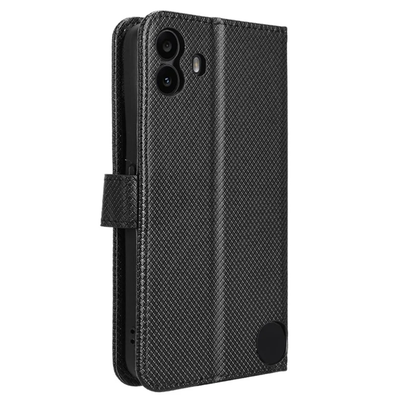 For Nothing CMF Phone 1 Case PU Leder Diamanttextur Stoßfeste Handyhülle - Schwarz