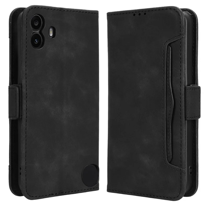 For Nothing CMF Phone 1 Lederstandhülle Phone Cover mit mehreren Kartenfächern - Schwarz