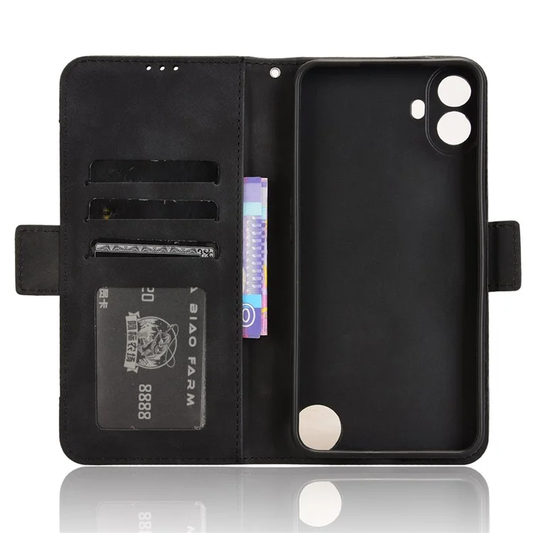For Nothing CMF Phone 1 Lederstandhülle Phone Cover mit mehreren Kartenfächern - Schwarz