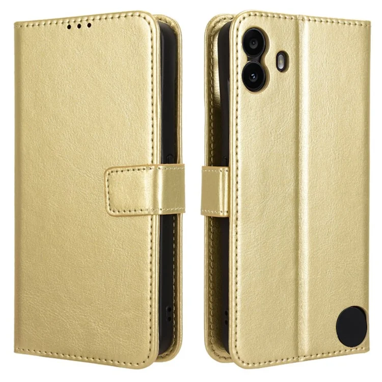 For Nothing CMF Phone 1 Wallet Case Crazy Horse Texture Leather Phone Cover - Gold
