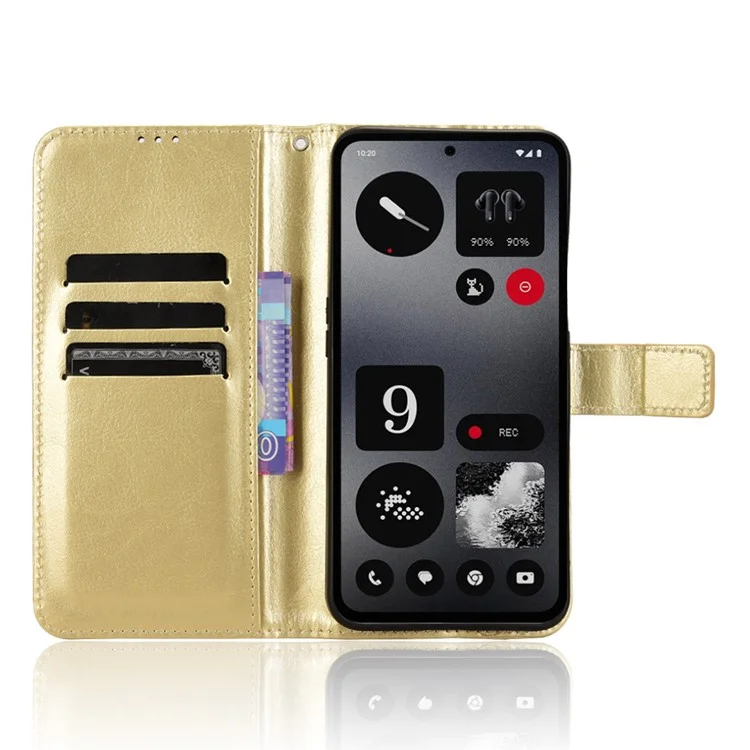 For Nothing CMF Phone 1 Wallet Case Crazy Horse Texture Leather Phone Cover - Gold