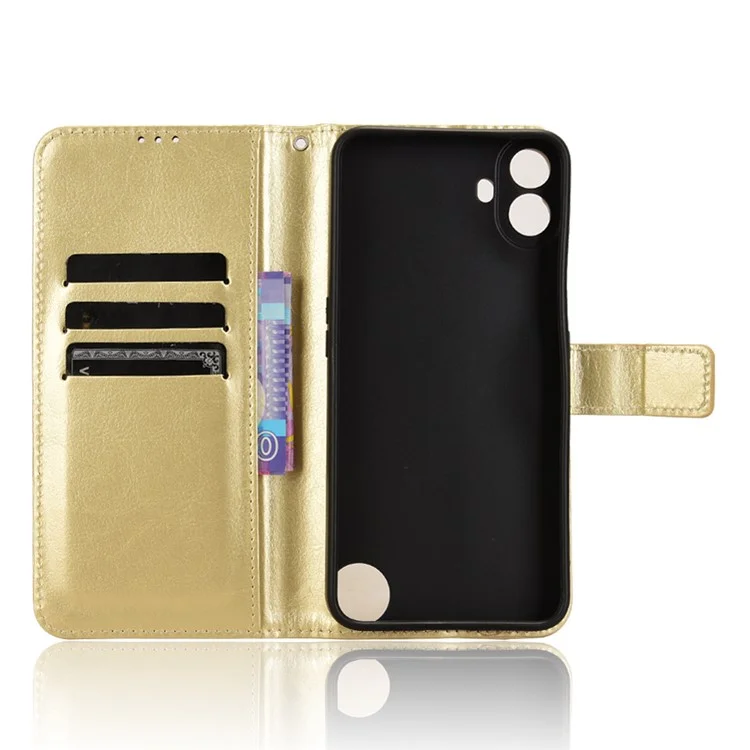 For Nothing CMF Phone 1 Wallet Case Crazy Horse Texture Leather Phone Cover - Gold