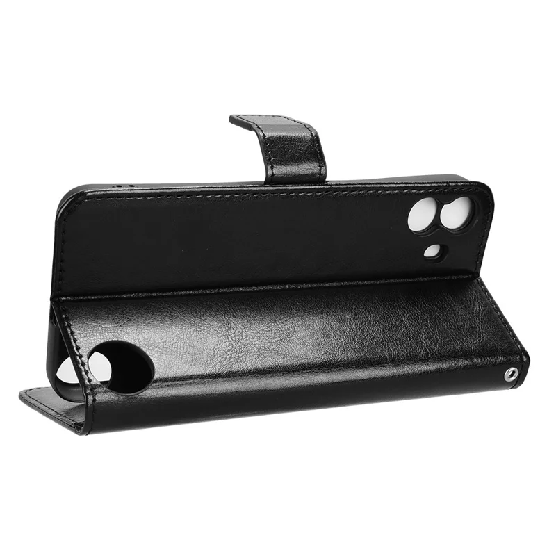 For Nothing CMF Phone 1 Wallet Case Crazy Horse Texture Leather Phone Cover - Black