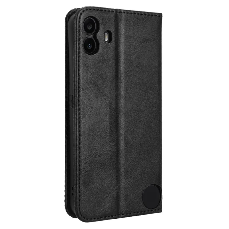 For Nothing CMF Phone 1 Stand Case Retro PU Leather Wallet Phone Cover - Black