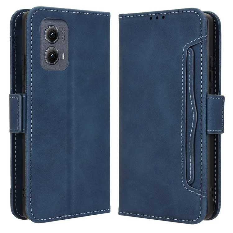 Per Motorola Edge (2024) 5G Stand Case Multiple Card Slots Leather Phone Cover - Blu