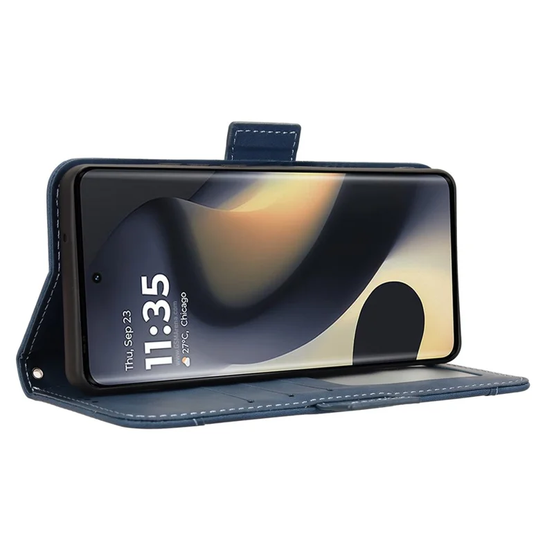 Per Motorola Edge (2024) 5G Stand Case Multiple Card Slots Leather Phone Cover - Blu