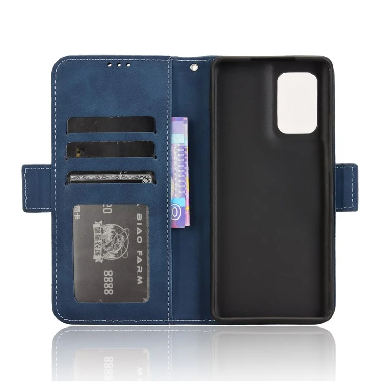 Per Motorola Edge (2024) 5G Stand Case Multiple Card Slots Leather Phone Cover - Blu