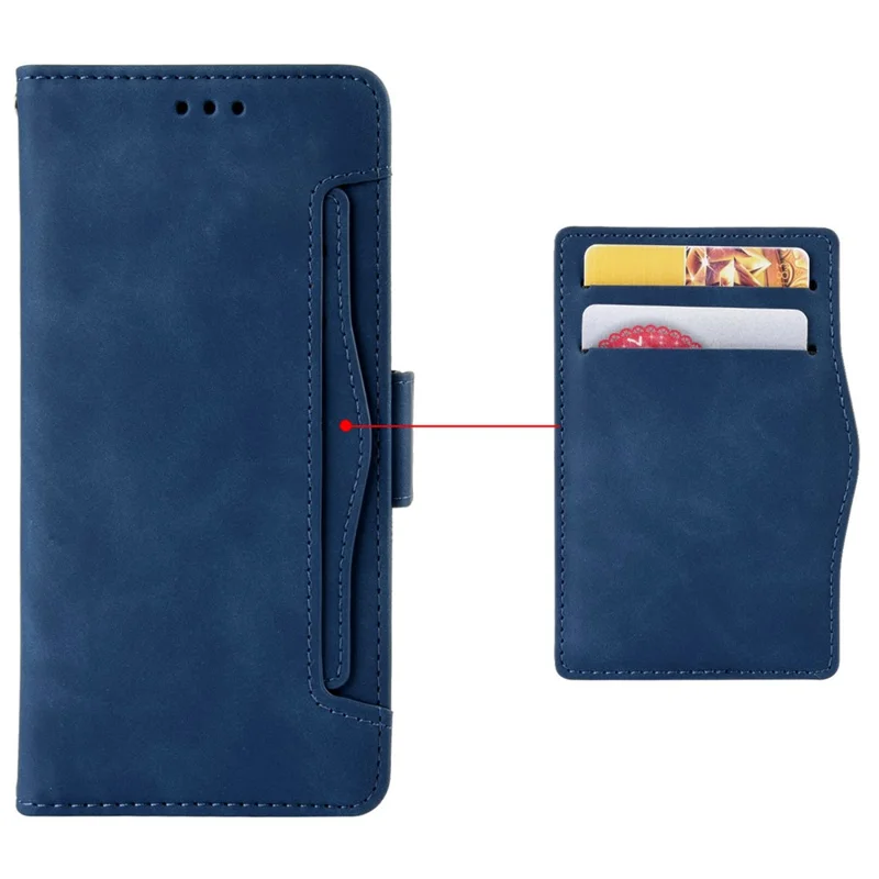Per Motorola Edge (2024) 5G Stand Case Multiple Card Slots Leather Phone Cover - Blu