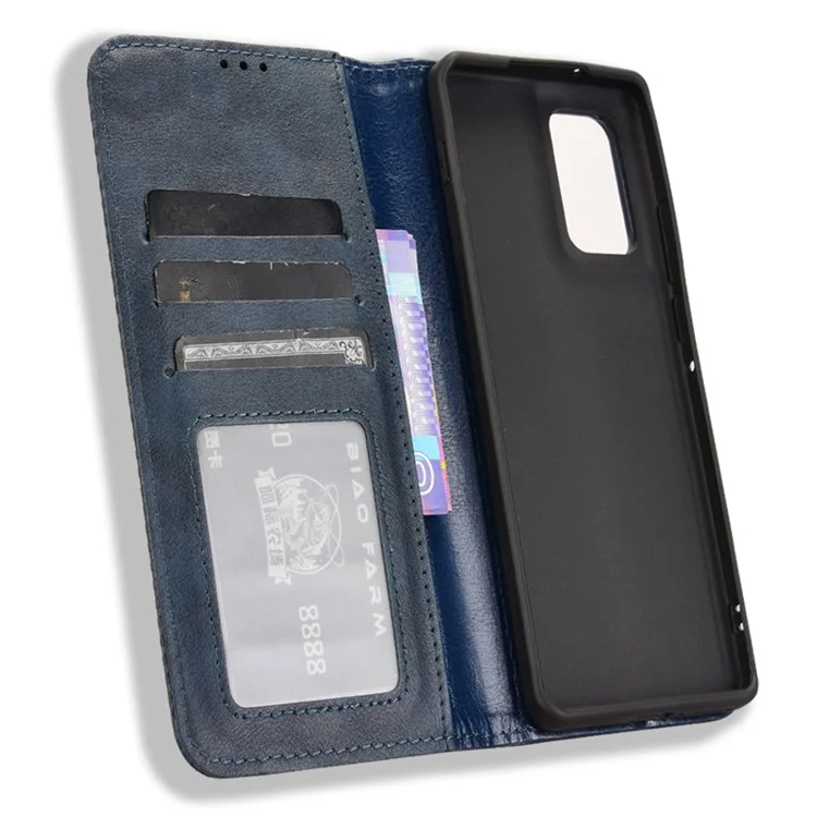 Für Motorola Edge (2024) 5G Wallet Case Retro PU Leder Stand Phone Cover - Blau