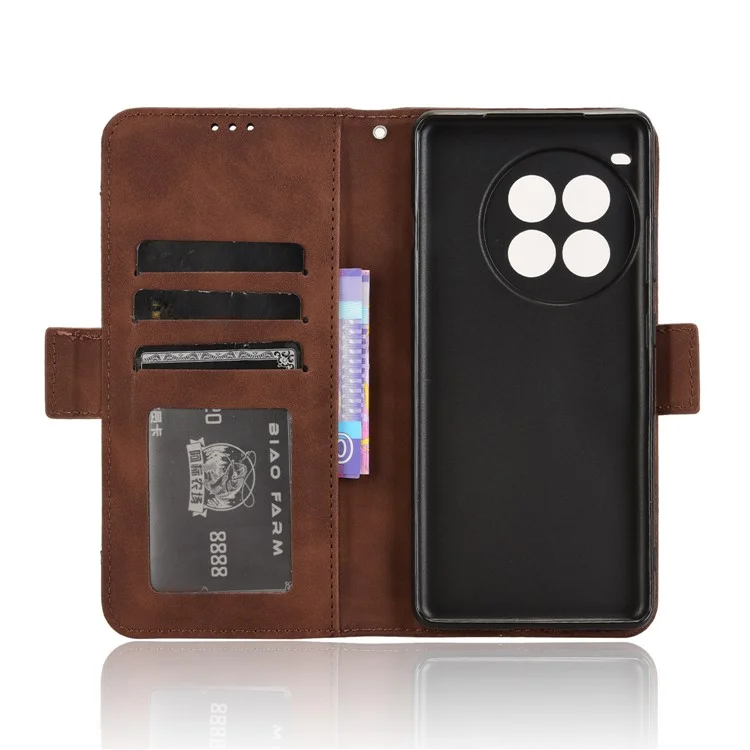 Para funda de cartera de OnePlus Ace 3 Pro 5G, múltiples ranuras para tarjetas, a prueba de caídas, funda de teléfono de cuero - marrón