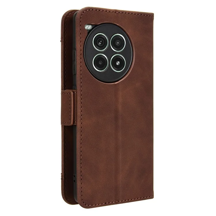 Para funda de cartera de OnePlus Ace 3 Pro 5G, múltiples ranuras para tarjetas, a prueba de caídas, funda de teléfono de cuero - marrón