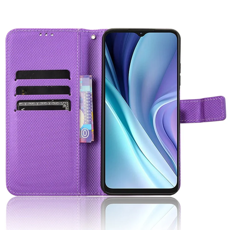 För itel A50 Skal Diamantstruktur PU-läderskydd - Lila