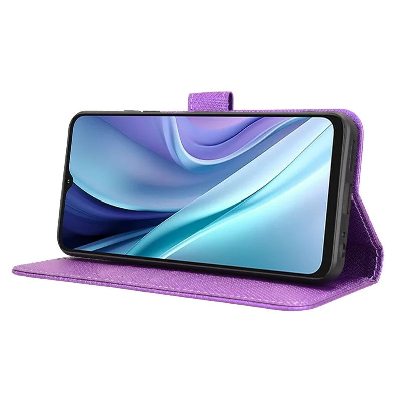 För itel A50 Skal Diamantstruktur PU-läderskydd - Lila
