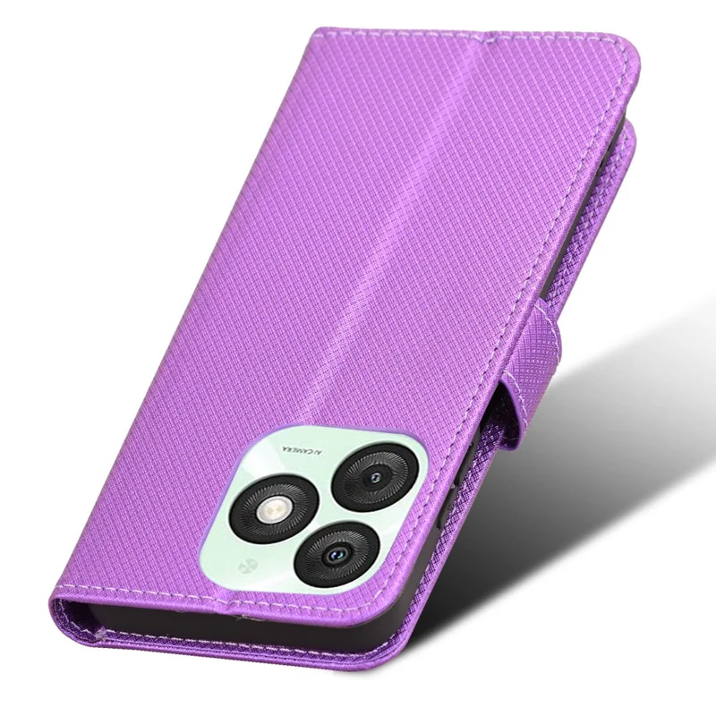 För itel A50 Skal Diamantstruktur PU-läderskydd - Lila