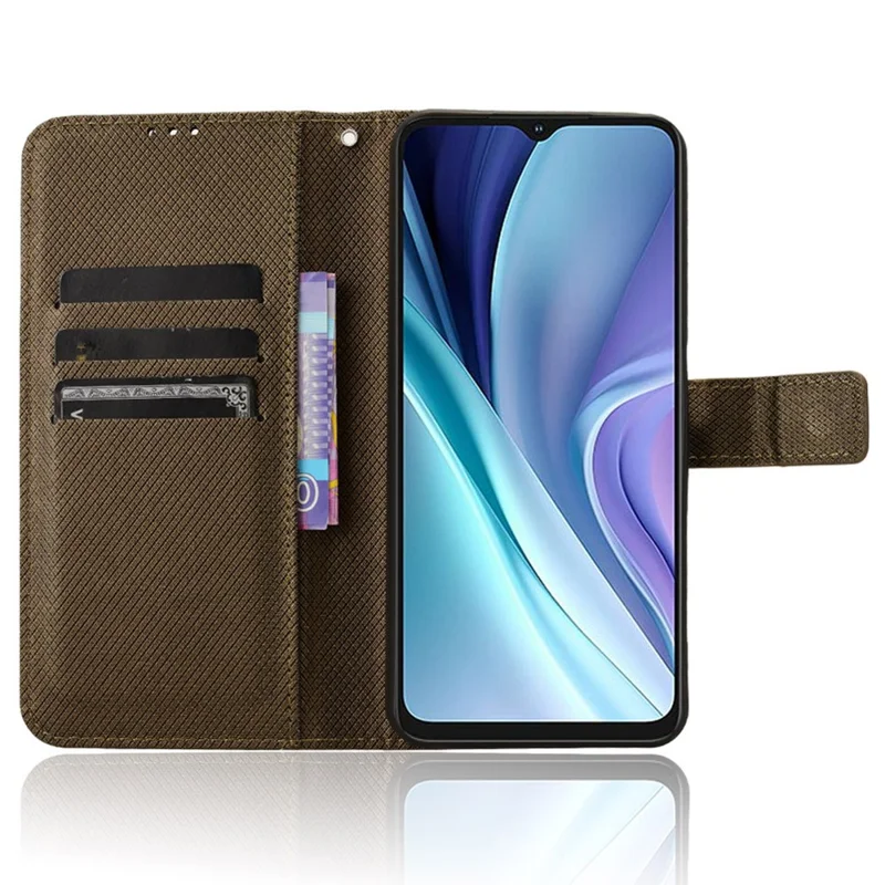 For itel A50 Case Diamond Texture PU Leather Phone Cover - Brown