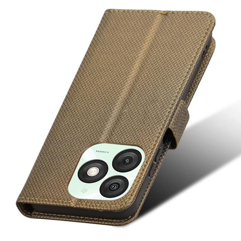 For itel A50 Case Diamond Texture PU Leather Phone Cover - Brown