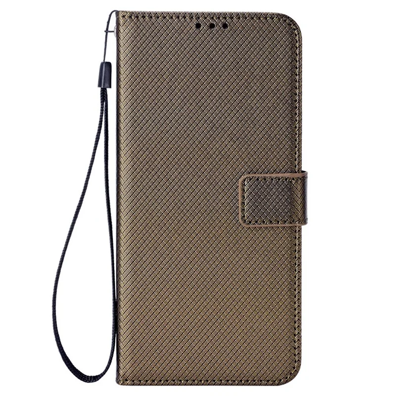 For itel A50 Case Diamond Texture PU Leather Phone Cover - Brown