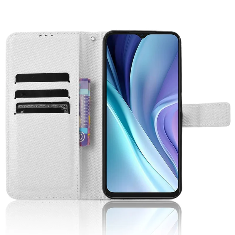 For itel A50 Case Diamond Texture PU Leather Phone Cover - White