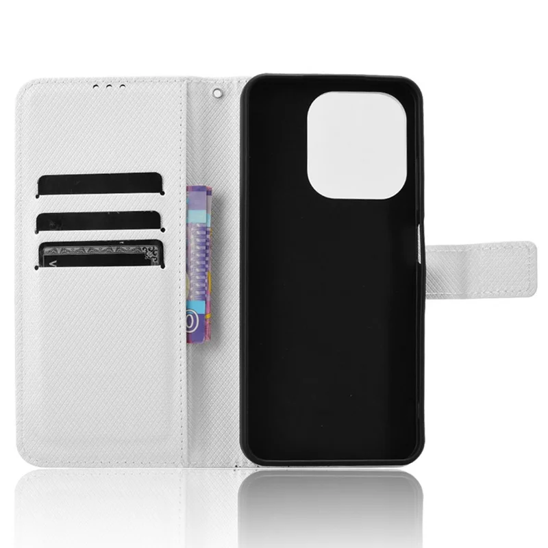 For itel A50 Case Diamond Texture PU Leather Phone Cover - White