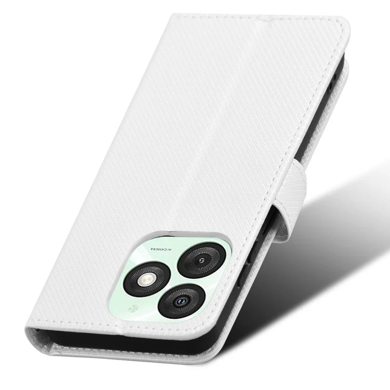 For itel A50 Case Diamond Texture PU Leather Phone Cover - White