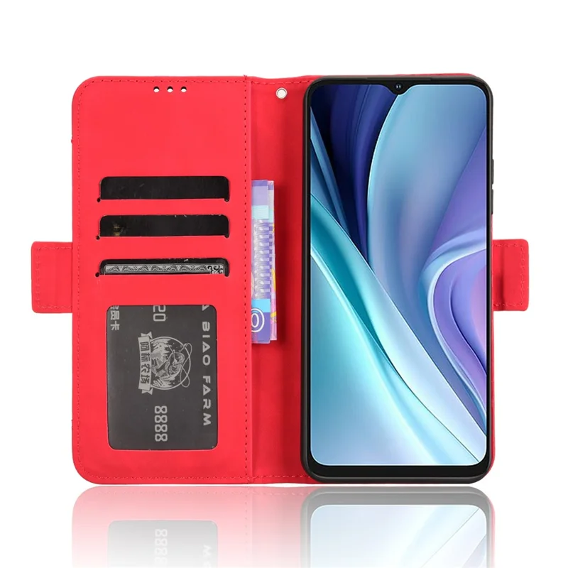 For itel A50 Leather Case Multiple Card Slots Stand Phone Cover - Red