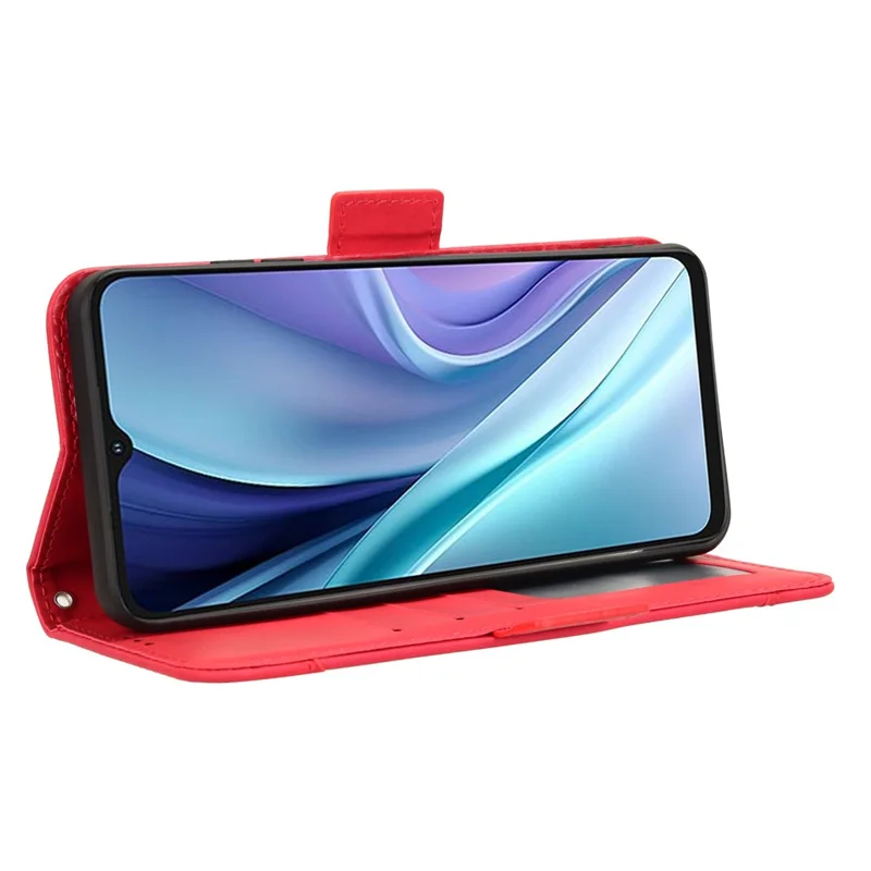 For itel A50 Leather Case Multiple Card Slots Stand Phone Cover - Red