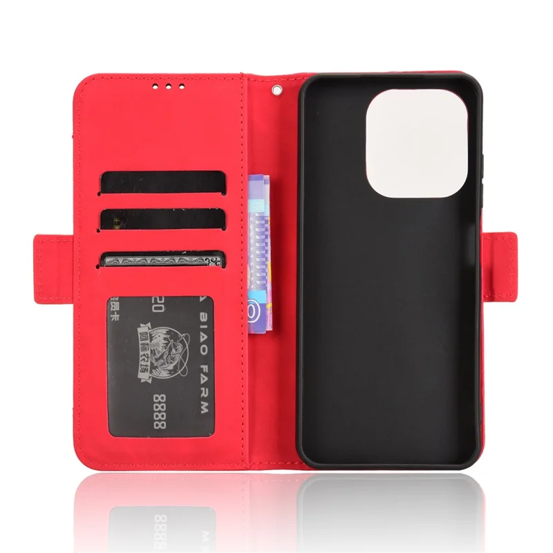 For itel A50 Leather Case Multiple Card Slots Stand Phone Cover - Red