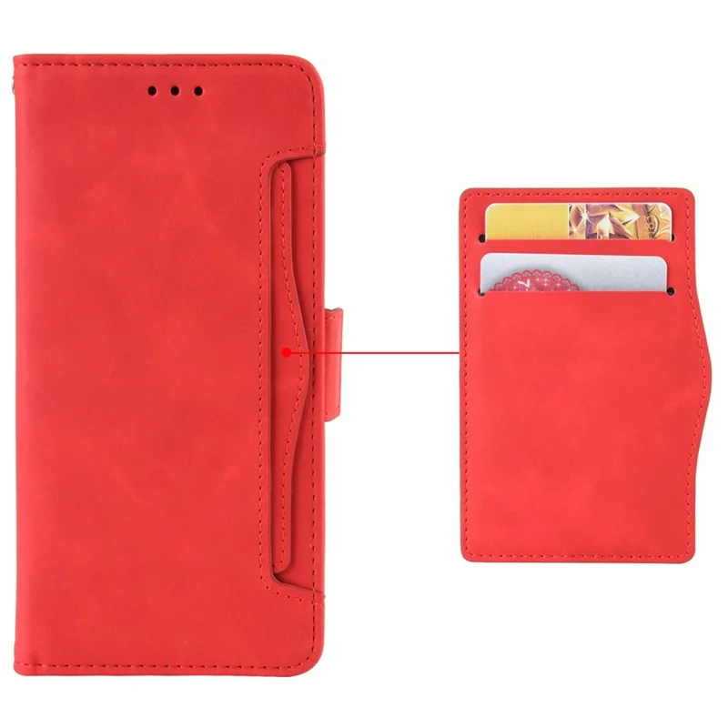 For itel A50 Leather Case Multiple Card Slots Stand Phone Cover - Red