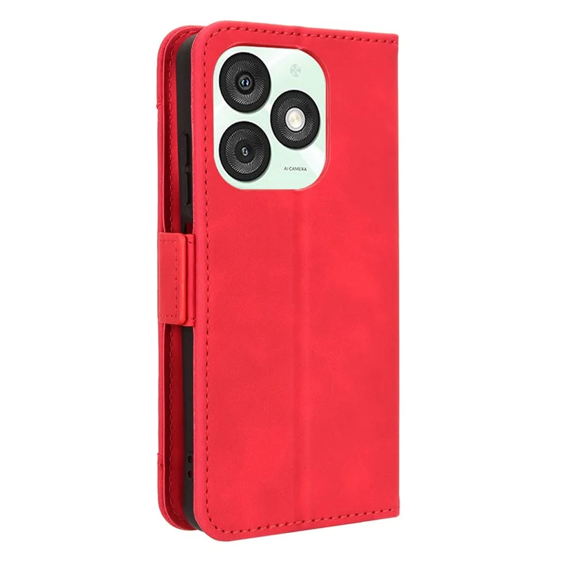 For itel A50 Leather Case Multiple Card Slots Stand Phone Cover - Red