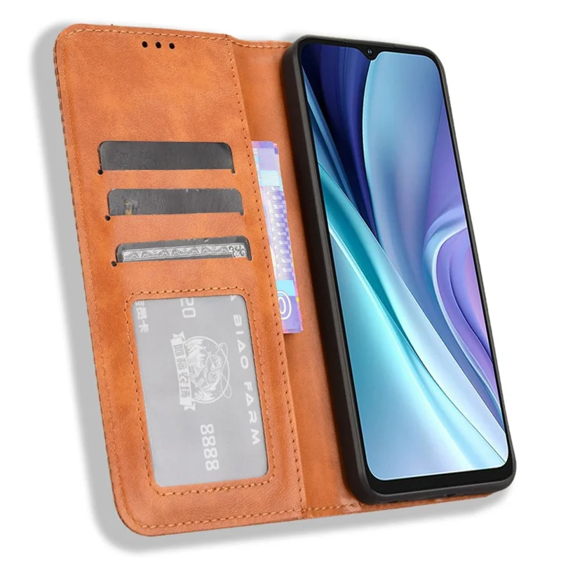 Etui przeciwudarowe do itel A50, retro etui portfelowe z sztucznej skóry PU - brązowe