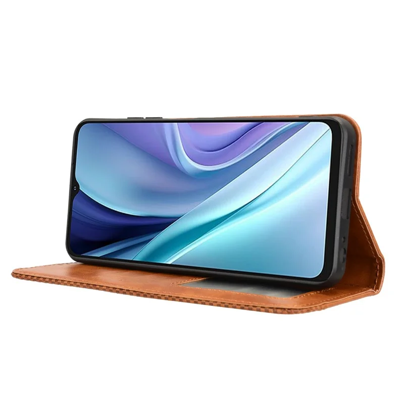 Etui przeciwudarowe do itel A50, retro etui portfelowe z sztucznej skóry PU - brązowe