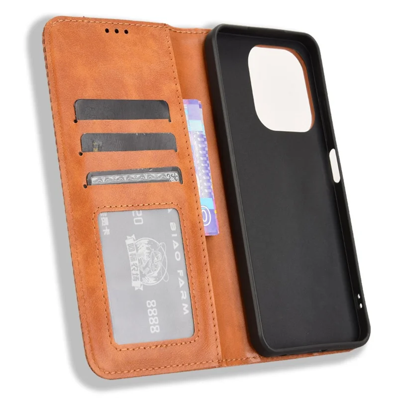 Etui przeciwudarowe do itel A50, retro etui portfelowe z sztucznej skóry PU - brązowe