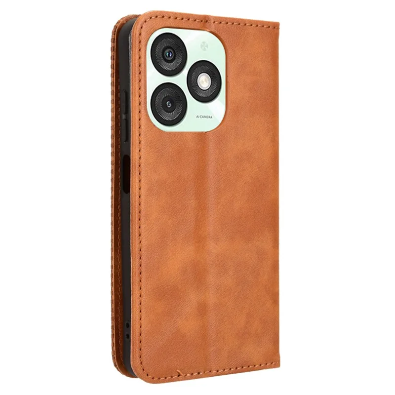 Etui przeciwudarowe do itel A50, retro etui portfelowe z sztucznej skóry PU - brązowe