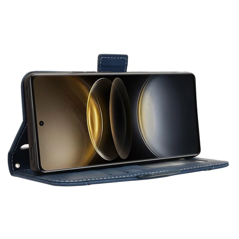 For vivo X100 Ultra 5G Wallet Case Multiple Card Slots Leather Phone Cover with Stand - Blue