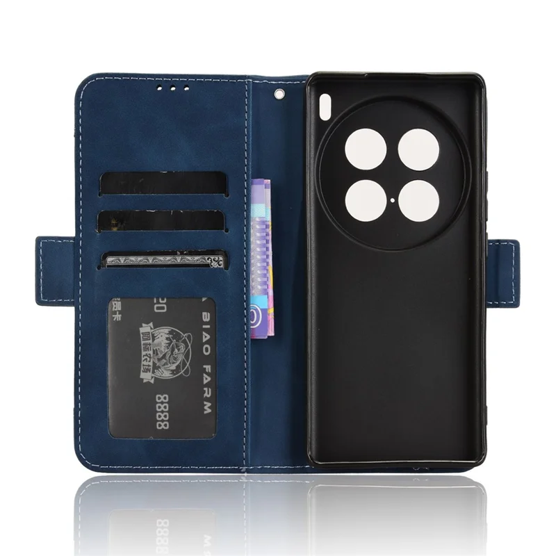 For vivo X100 Ultra 5G Wallet Case Multiple Card Slots Leather Phone Cover with Stand - Blue