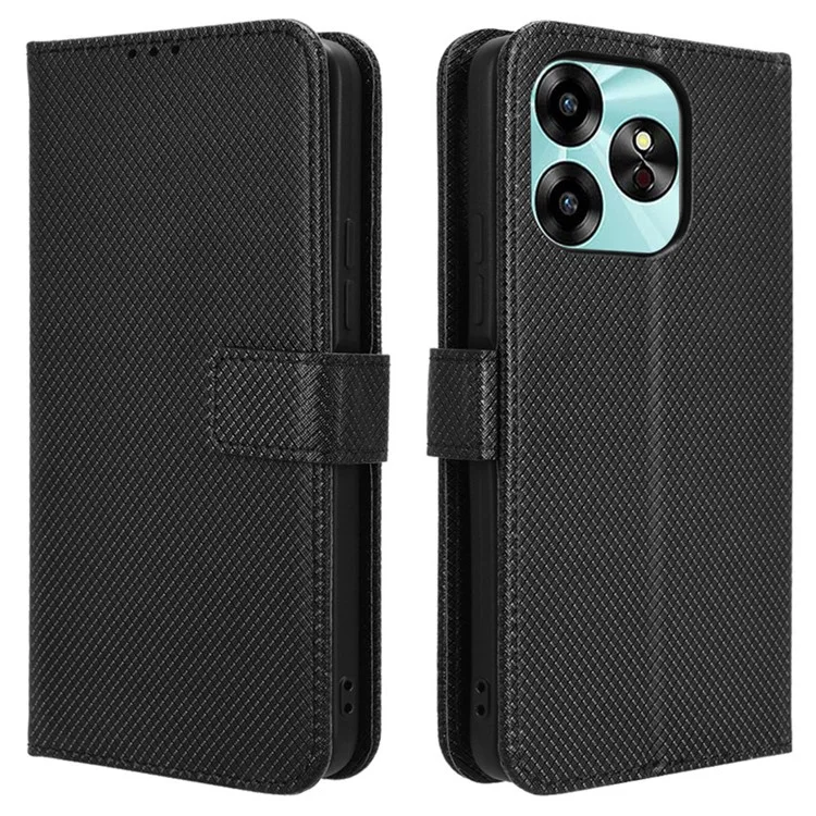 For Umidigi G6 Protective Case PU Leather Diamond Texture Phone Cover - Black