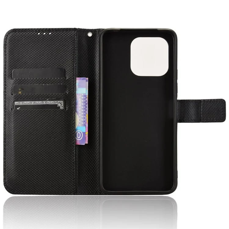 For Umidigi G6 Protective Case PU Leather Diamond Texture Phone Cover - Black