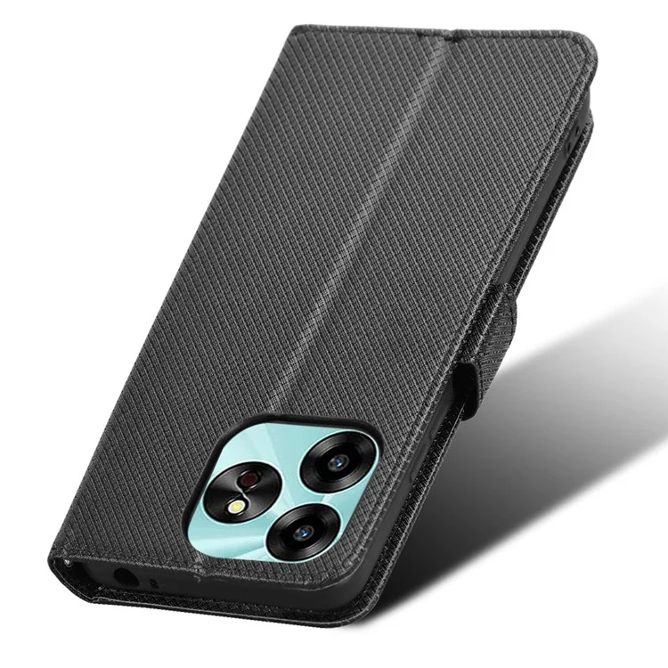 For Umidigi G6 Protective Case PU Leather Diamond Texture Phone Cover - Black