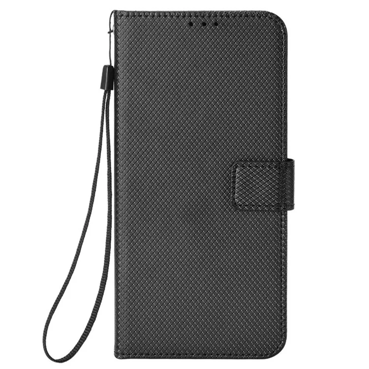 For Umidigi G6 Protective Case PU Leather Diamond Texture Phone Cover - Black