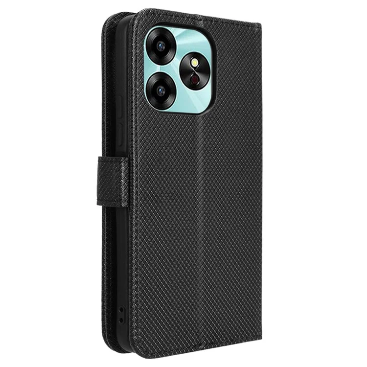 For Umidigi G6 Protective Case PU Leather Diamond Texture Phone Cover - Black