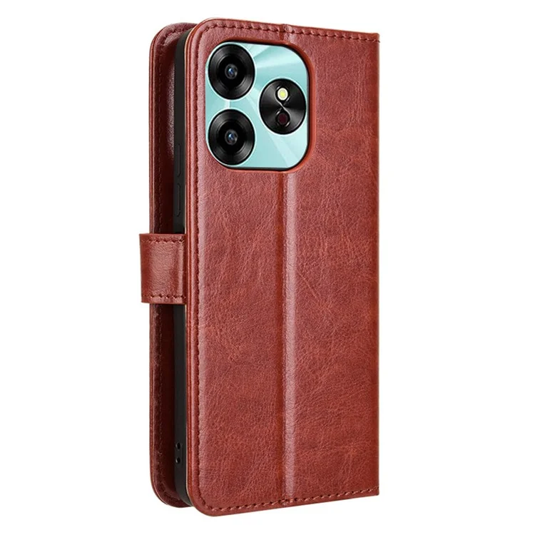 For Umidigi G6 Case Crazy Horse Texture Leather Wallet Phone Cover with Strap - Brown