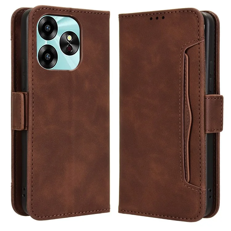For Umidigi G6 Case Multiple Card Slots Leather Stand Phone Cover - Brown