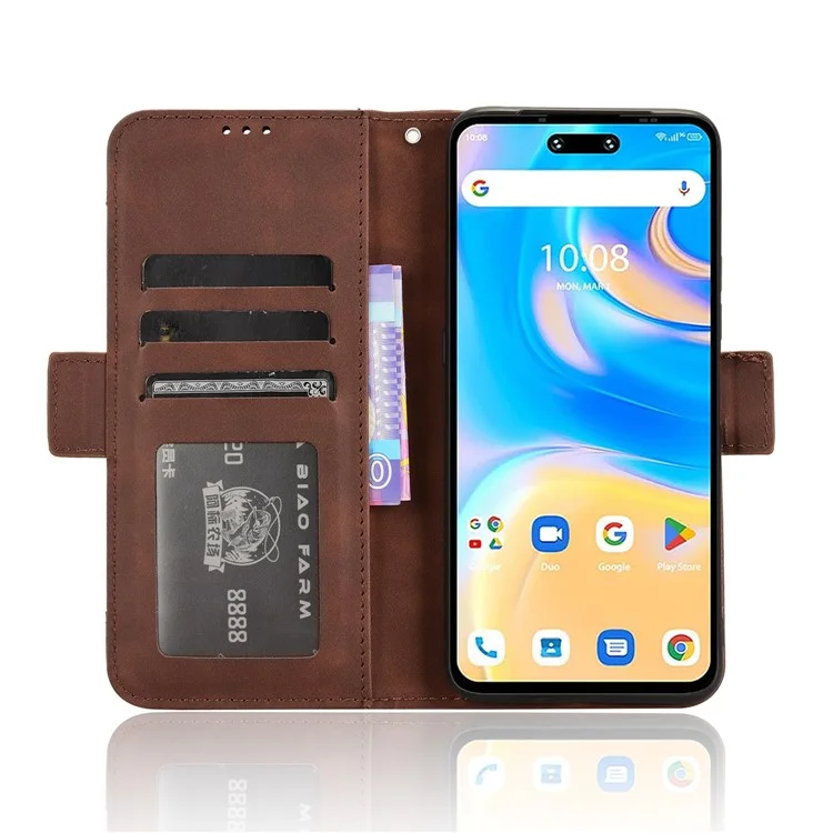 For Umidigi G6 Case Multiple Card Slots Leather Stand Phone Cover - Brown