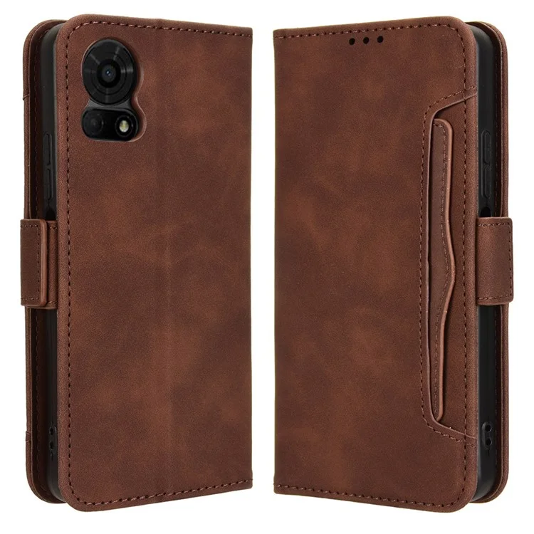 Для TCL 50 LE Stand Case Leather Phone Cover Multiple Card Slots - Brown