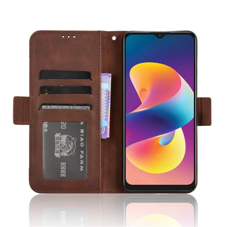 Для TCL 50 LE Stand Case Leather Phone Cover Multiple Card Slots - Brown