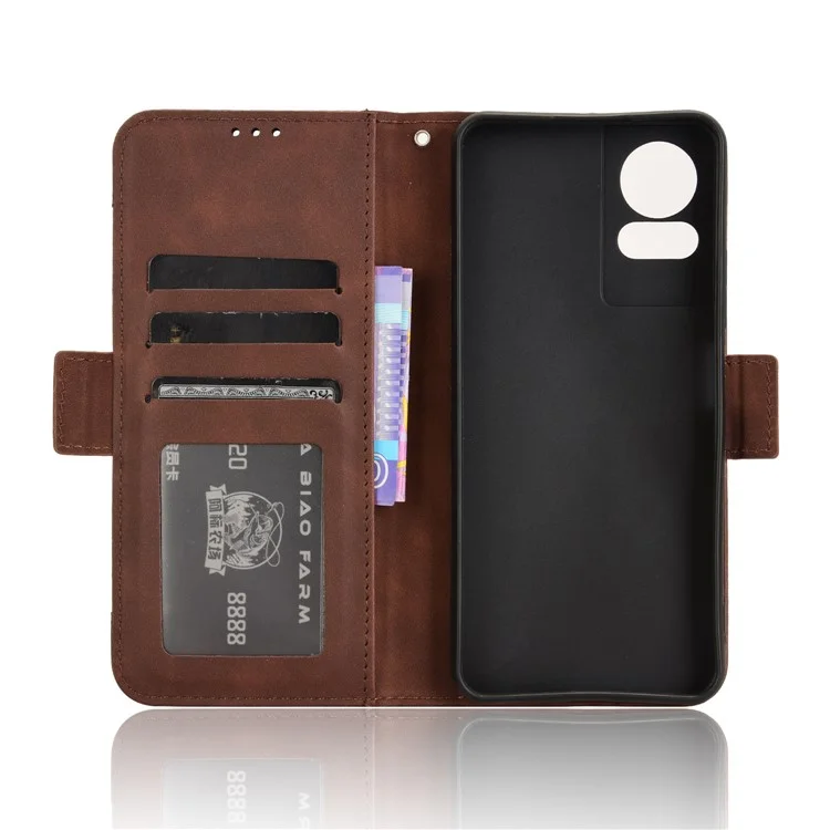 Для TCL 50 LE Stand Case Leather Phone Cover Multiple Card Slots - Brown