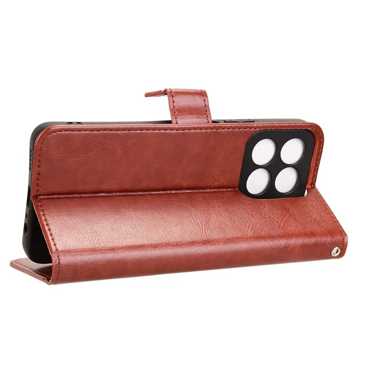 For Honor 200 Smart 5G / Play 60 Plus 5G / Play 9T / X7c 4G Stand Case Leather Wallet Phone Cover Crazy Horse Texture - Brown
