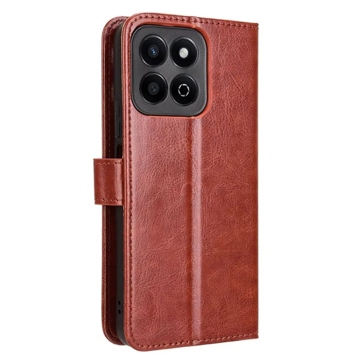 For Honor 200 Smart 5G / Play 60 Plus 5G / Play 9T / X7c 4G Stand Case Leather Wallet Phone Cover Crazy Horse Texture - Brown